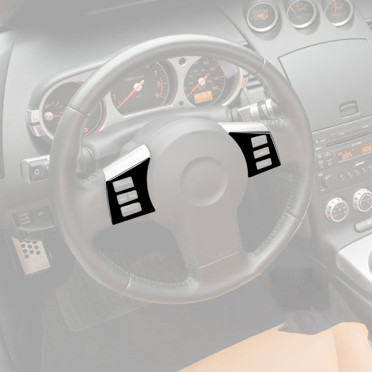 For Nissan 350Z 2003-2009 2pcs Car Steering Wheel Button Frame Type A Decorative Stickers, Left and Right Drive Universal, Car Steering Wheel Button Frame Type A