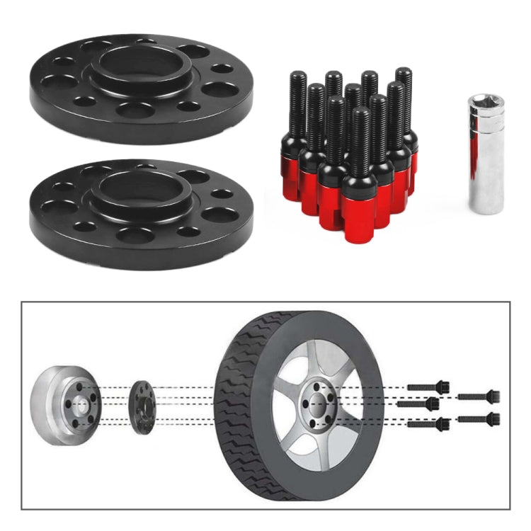 For Mercedes-Benz 15mm Car Modified Wheel Hub Flange Center Wheel Spacer with M12x1.5 Screws, 15mm