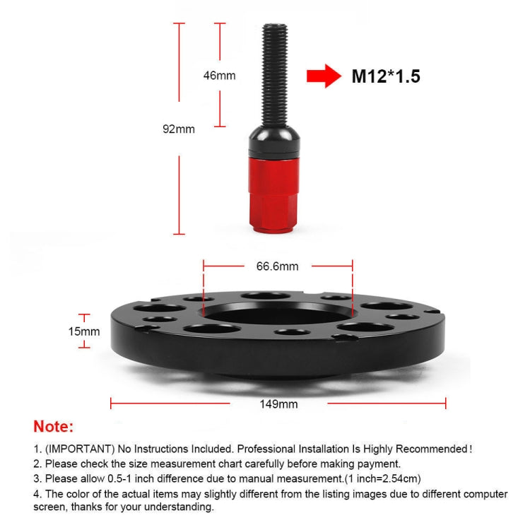 For Mercedes-Benz 15mm Car Modified Wheel Hub Flange Center Wheel Spacer with M12x1.5 Screws, 15mm