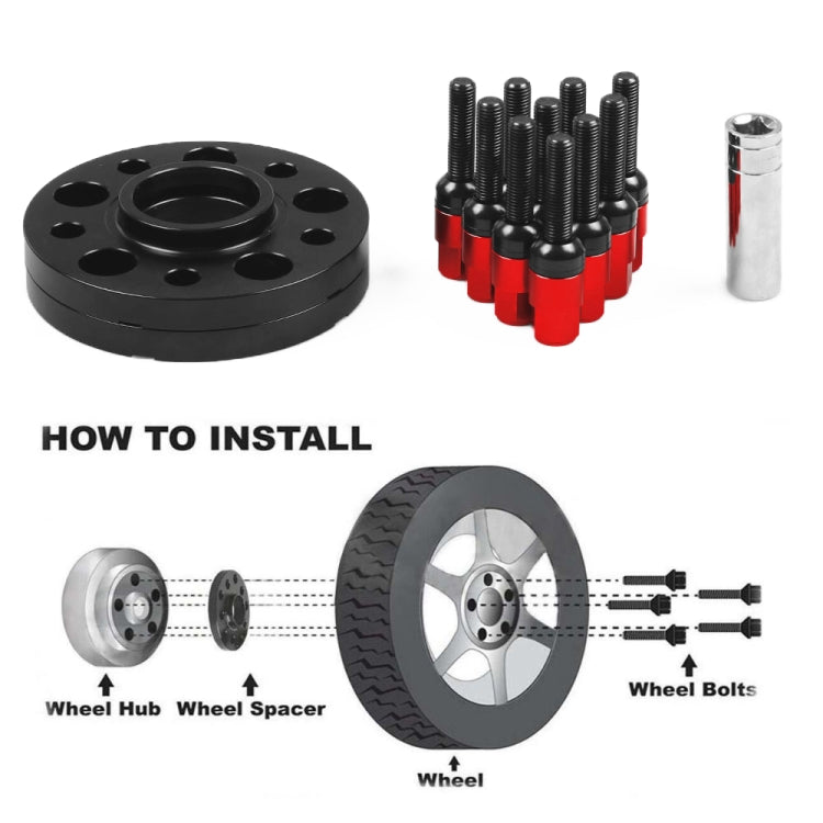 For Mercedes-Benz 15mm Car Modified Wheel Hub Flange Center Wheel Spacer with M12x1.5 Screws, 15mm