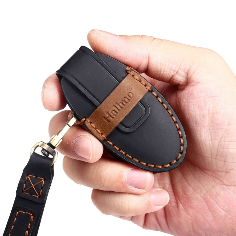 For Nissan 4-button Horn Hallmo Car Cowhide Leather Key Protective Cover Key Case, C066