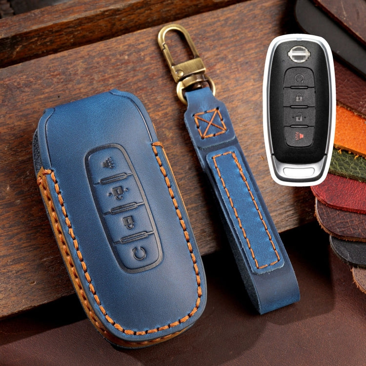 For Nissan Teana / Ariya 4-button Start Hallmo Car Cowhide Leather Key Protective Cover Key Case, 4-button Start