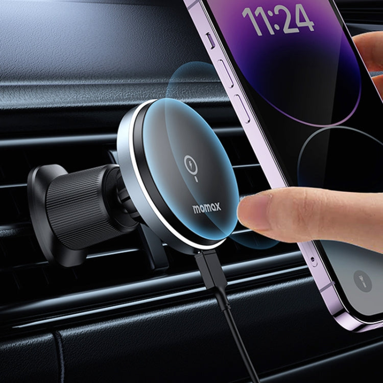 MOMAX CM25A Magnetic Wireless Charger Car Air Outlet Phone Holder, CM25A