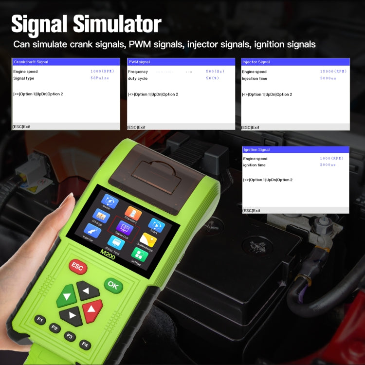 JDiag M200 8V-30V OBD Motorcycles Diagnostic Instrument with Data Printing, M200