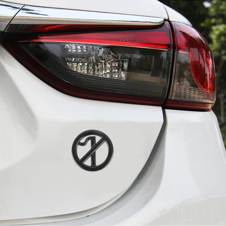 Car No Smoking Sign Universal Personalized Aluminum Alloy Decorative Sticker, Size: 5 x 0.33cm