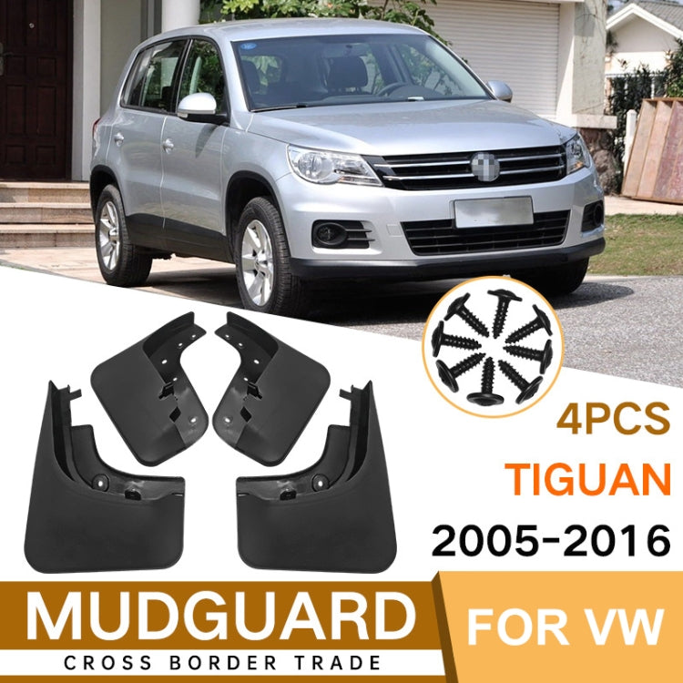 For Volkswagen Tiguan 2005-2016 4pcs/Set Car Auto Soft Plastic Splash Flaps Fender Guard, For Volkswagen Tiguan 2005-2016