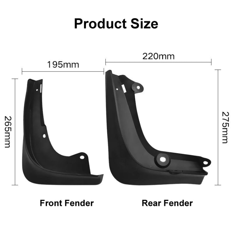 For TESLA MODEL S 2014-2020 4pcs/Set Car Auto Soft Plastic Splash Flaps Fender Guard, For TESLA MODEL S 2014-2020