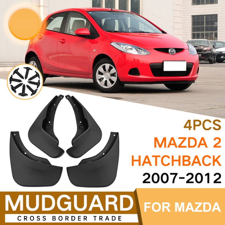 For Mazda 2 Hatchback 2007-2012 4pcs/Set Car Auto Soft Plastic Splash Flaps Fender Guard, For Mazda 2 Hatchback 2007-2012