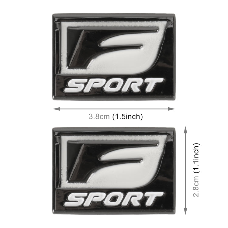 2pcs Car Type D F-SPORT Aluminum Alloy Personalized Decorative Stickers, Size:3.8x2.8x0.4cm, Size:3.8x2.8x0.4cm