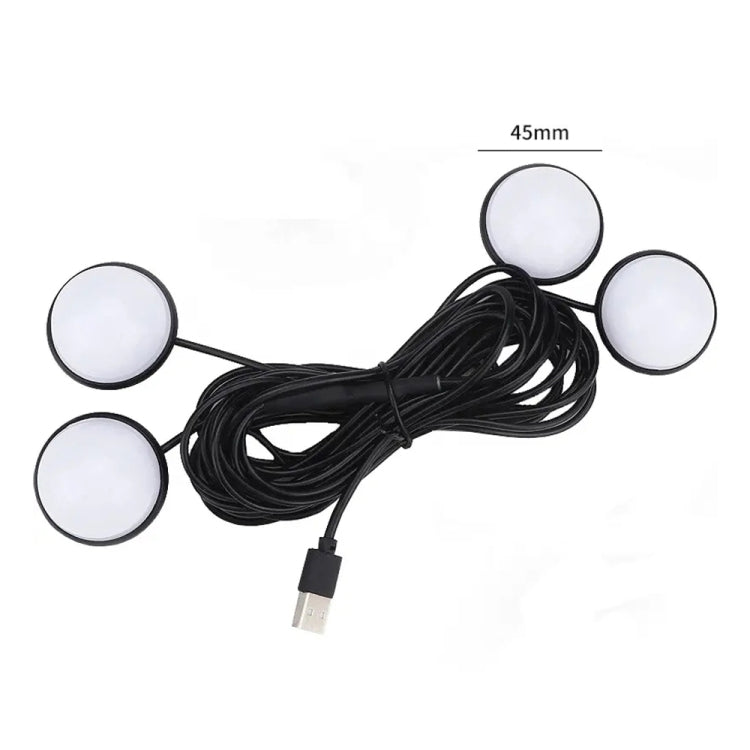 Car 4 in 1 USB RGB Foot LED Atmosphere Light, Ice Blue Light, Pink Light, White Light