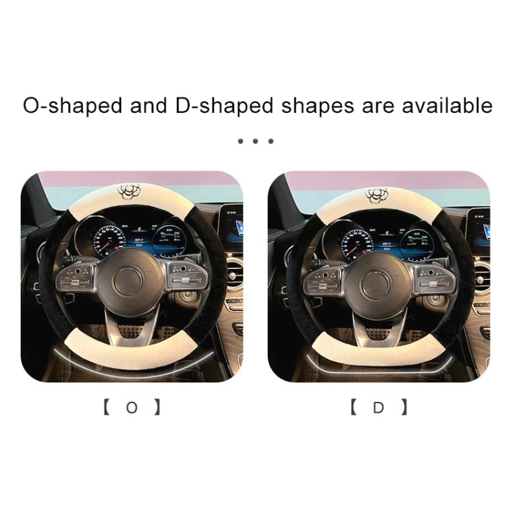 Round Style Car Universal Camellia Pattern Plush Warm Anti-skid Steering Wheel Cover, Diameter: 38cm, Round Style