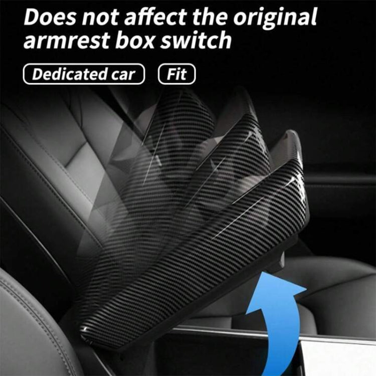 For Tesla Model 3 / Y Car Center Console Armrest Box Carbon Fiber Pattern Protective Cover, Armrest Box Protective Cover
