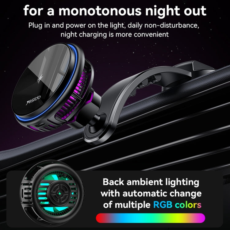 Yesido C311 Semiconductor Cooling 15W Magnetic Wireless Charging Car Holder, C311