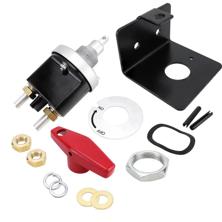 300A High Current Silver-plated Copper 12V-36V Battery Cut Off Switch with Red Handle Isolator & Lock-Out Plate, CP-5318