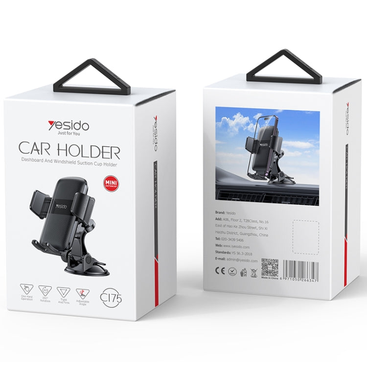 Yesido C175 Mini Suction Cup Type Mechanical Phone Clip Car Holder, C175