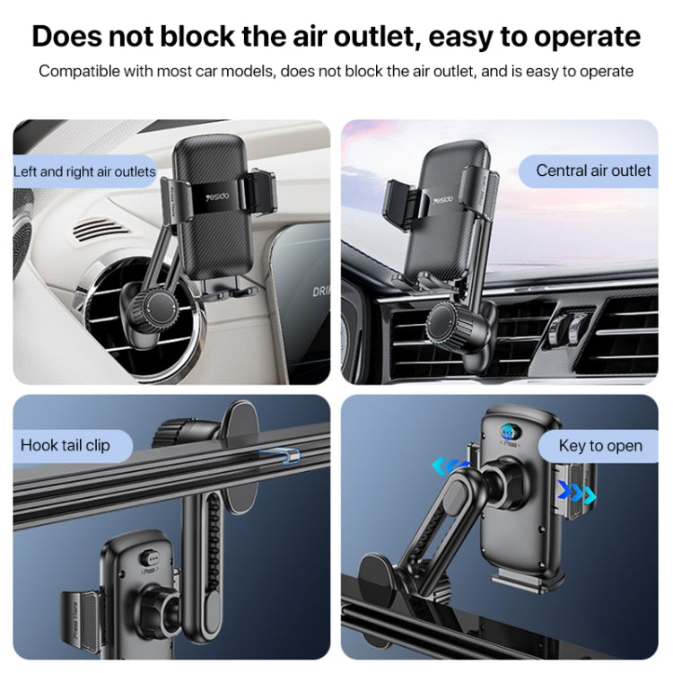Yesido C242 Adjustable Car Air Vent Mechanical Phone Clip Holder, C242