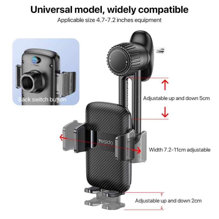 Yesido C242 Adjustable Car Air Vent Mechanical Phone Clip Holder, C242
