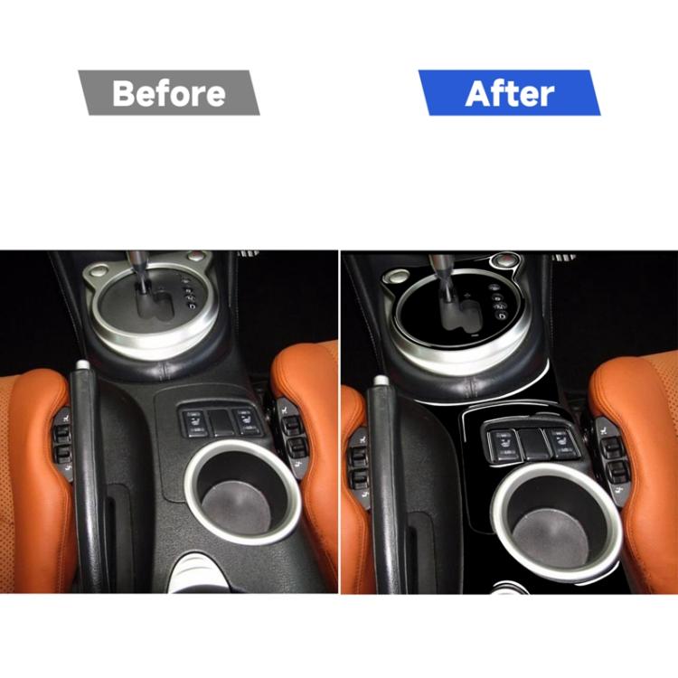 For Nissan 370Z Z34 2009- 5 in 1 Car Gear Cup Holder Panel Decorative Sticker, Right Drive, Gear Cup Holder Panel, Right Drive