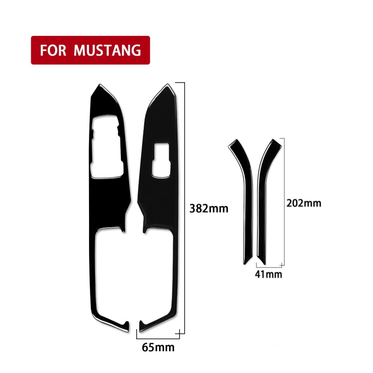For Ford Mustang 2015-2020 4 in 1 Car Window Lift Panel Decorative Sticker, Left Drive, 4 in 1 Window Lift Panel, Left Drive