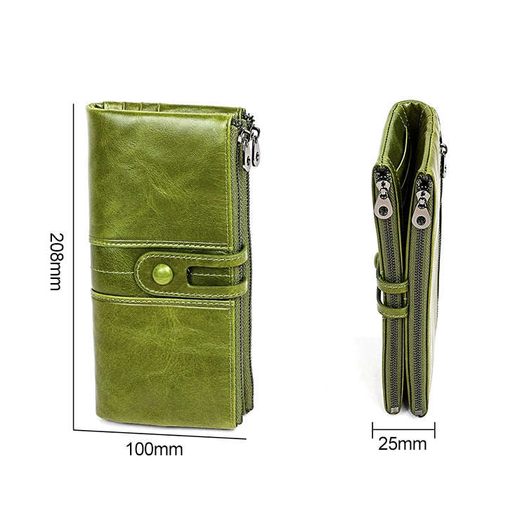 3520 Long Cowhide Leather Folding Anti-magnetic RFID Wallet for Ladies, with Card Slots, 3520 Yellowish-brown, 3520 Black, 3520 Coffee, 3520 Blue, 3520 Red