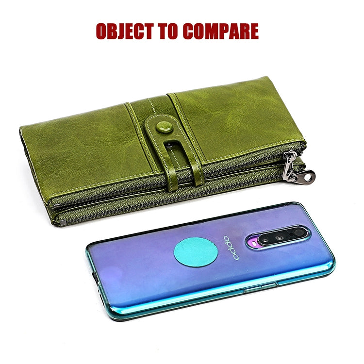 3520 Long Cowhide Leather Folding Anti-magnetic RFID Wallet for Ladies, with Card Slots, 3520 Yellowish-brown, 3520 Black, 3520 Coffee, 3520 Blue, 3520 Red