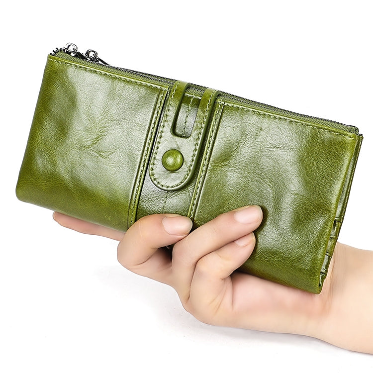3520 Long Cowhide Leather Folding Anti-magnetic RFID Wallet for Ladies, with Card Slots, 3520 Yellowish-brown, 3520 Black, 3520 Coffee, 3520 Blue, 3520 Red