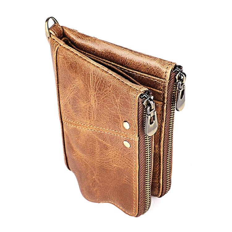 3533 Long Crazy Horse Texture Cowhide Leather Folding Anti-magnetic RFID Wallet Clutch Bag for Men, with Card Slots, 3533 Yellowish-brown, 3533 Black, 3533 Coffee, 3533 Blue, 3533 Red