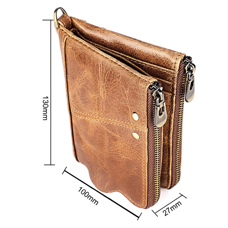 3533 Long Crazy Horse Texture Cowhide Leather Folding Anti-magnetic RFID Wallet Clutch Bag for Men, with Card Slots, 3533 Yellowish-brown, 3533 Black, 3533 Coffee, 3533 Blue, 3533 Red