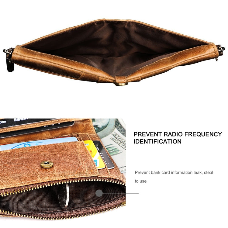 3533 Long Crazy Horse Texture Cowhide Leather Folding Anti-magnetic RFID Wallet Clutch Bag for Men, with Card Slots, 3533 Yellowish-brown, 3533 Black, 3533 Coffee, 3533 Blue, 3533 Red
