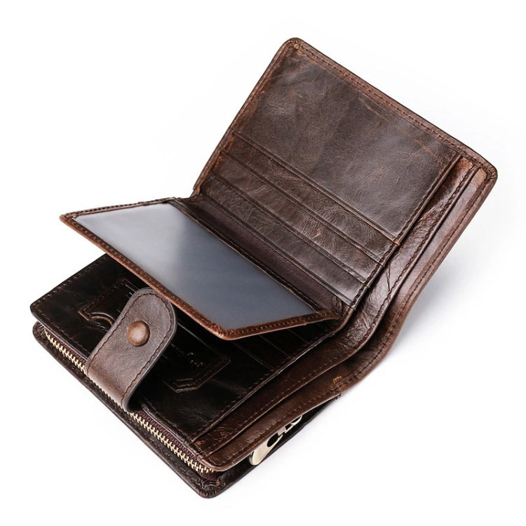 TP-201 Crazy Horse Leather Multi-functional Lather RFID Clasp Retro Wallet, TP-201