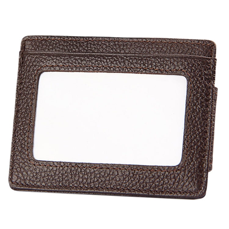 Cowhide Leather Solid Color Card Holder Wallet RFID Blocking Card Bag Protect Case with 3 Card Slots & Photo Frame, Size: 110*77*4mm