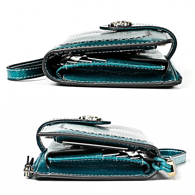 3527 Vintage Oil Wax Texture Large Capacity Long Multi-function Anti-magnetic RFID Wallet Clutch for Ladies