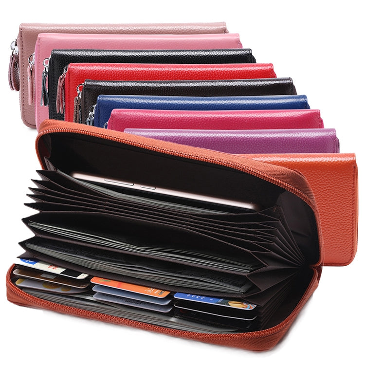 902 Antimagnetic RFID Litchi Texture Women Large Capacity Hand Wallet Purse Phone Bag with Card Slots