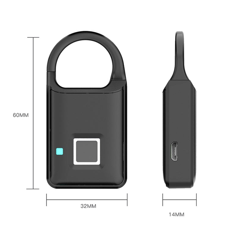 P5 3.7V Micro USB Charging Semiconductor Fingerprint Sensing Small Padlock, P5