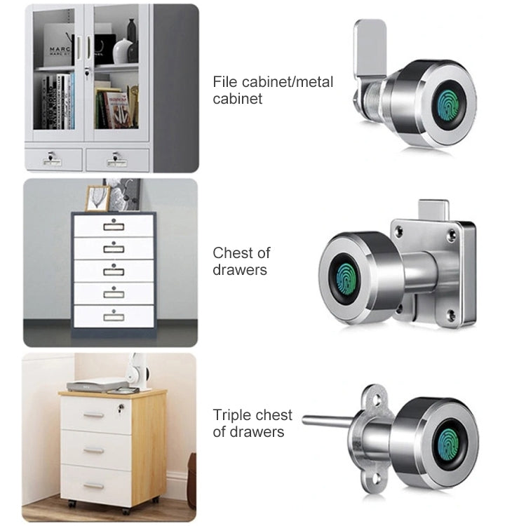 T22FB Micro USB Charging Zinc Alloy Smart Fingerprint + Bluetooth Drawer Bilateral Open Lock File Cabinet Lock, Bilateral Open Fingerprint + Bluetooth