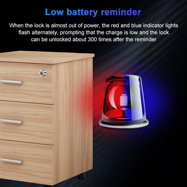 T22FB Micro USB Charging Zinc Alloy Smart Fingerprint + Bluetooth Drawer Bilateral Open Lock File Cabinet Lock, Bilateral Open Fingerprint + Bluetooth