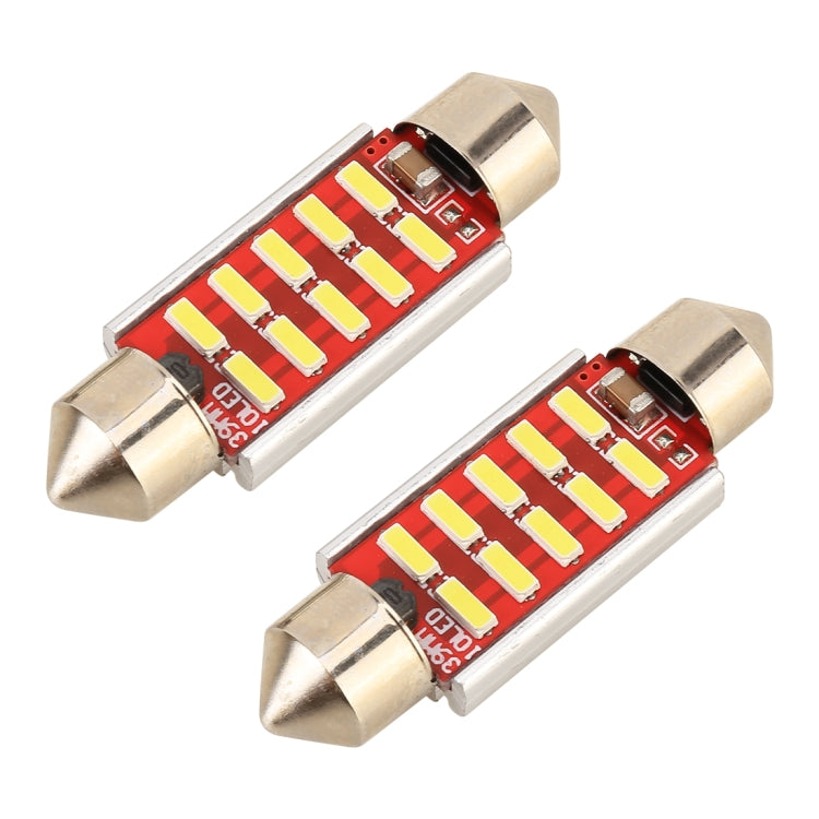 2 PCS DC 12V 2W 31MM 4014 Bicuspid Port No Decoding Car Dome Lamp LED Reading Light with 10 LED Lights, 31MM