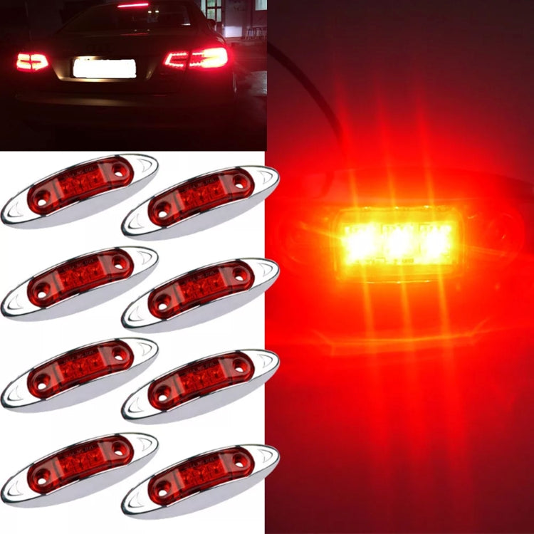 10 PCS DC 10-30V Car Truck Trailer Piranha 3-LED Side Marker Indicator Lights Bulb Lamp, Light Color: Red, 10 PCS Red Light