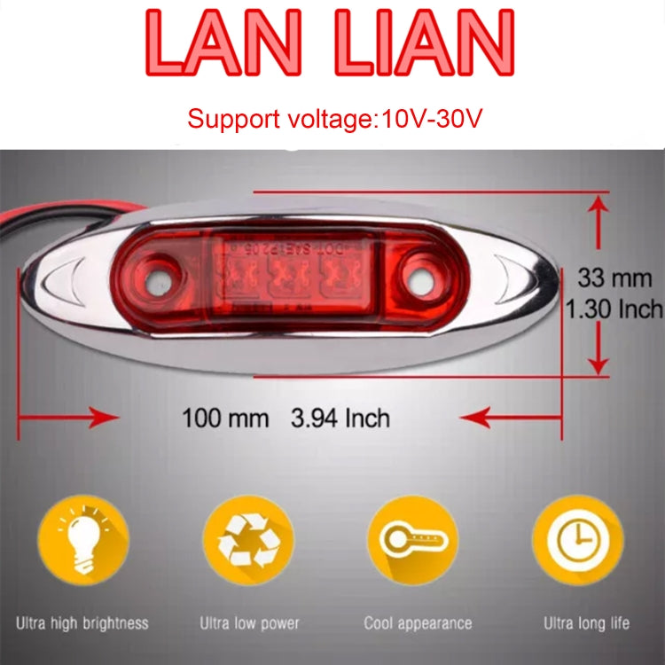 10 PCS DC 10-30V Car Truck Trailer Piranha 3-LED Side Marker Indicator Lights Bulb Lamp, Light Color: Red, 10 PCS Red Light