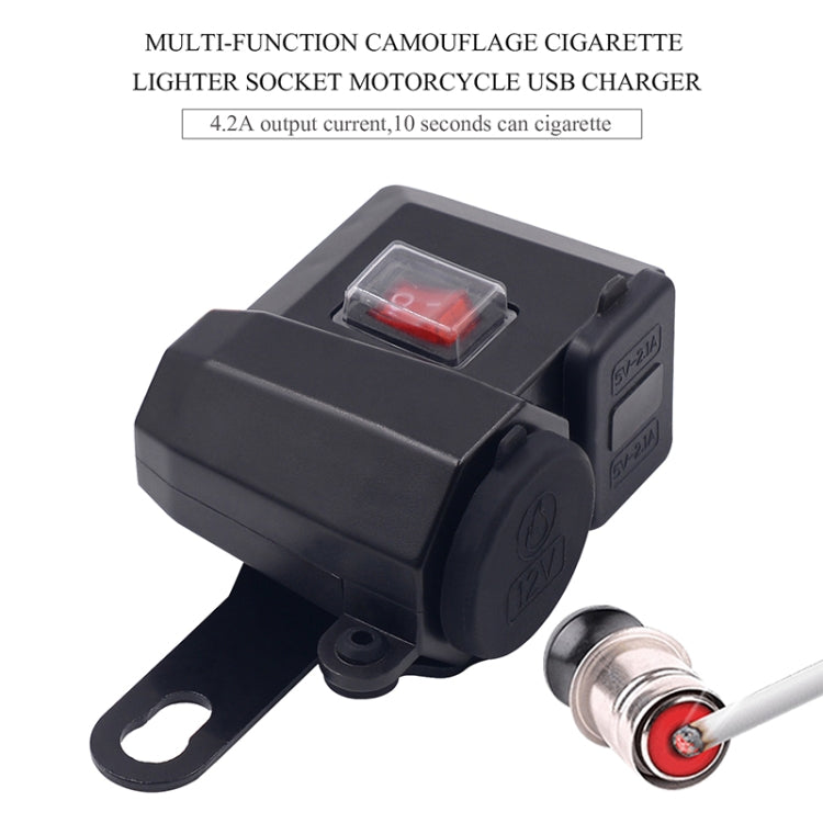 WUPP Multi-function WUPP 4 Motorcycle USB Charger Cigarette Lighter, with Blue Light, ZH-614A1