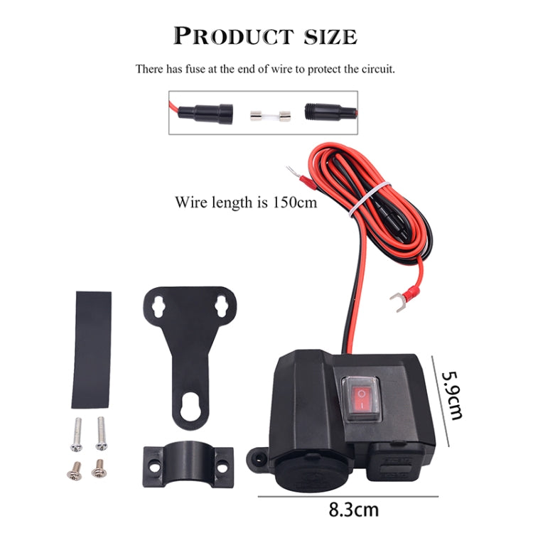 WUPP Multi-function WUPP 4 Motorcycle USB Charger Cigarette Lighter, with Blue Light, ZH-614A1