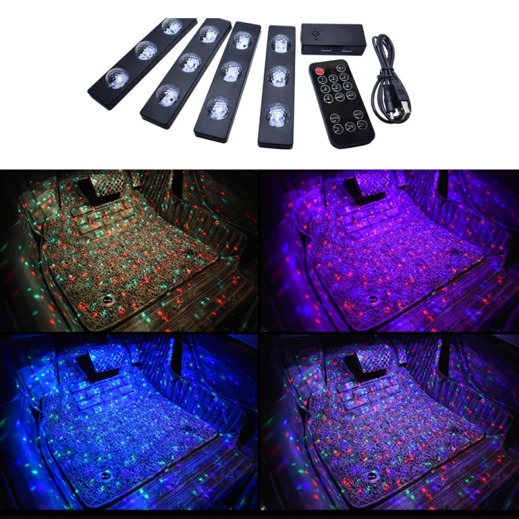 4 in 1 3.2W 12 LEDs RGB Car Interior Floor Decoration Atmosphere Colorful Neon Light Lamp with Wireless Remote Control And Voice Control Function, A12