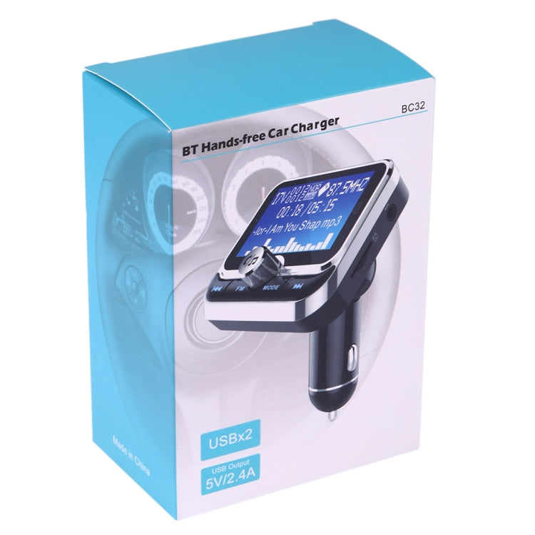 BC32 Dual USB Charging Bluetooth Hand-free Car Charger FM Transmitter MP3 Music Player Car Kit, Support Hands-Free Call & Micro SD Recording & Voltage Detection, BC32