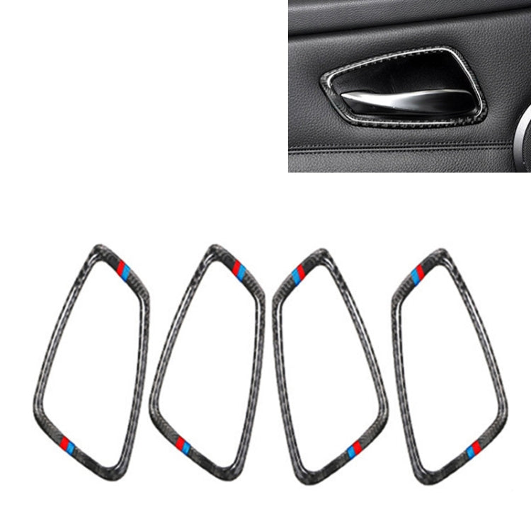 4 PCS Car Door Inner Handle Three Colors Carbon Fiber Decorative Sticker for BMW E90 / E92 / E93, Three Colors Carbon Fiber Decorative