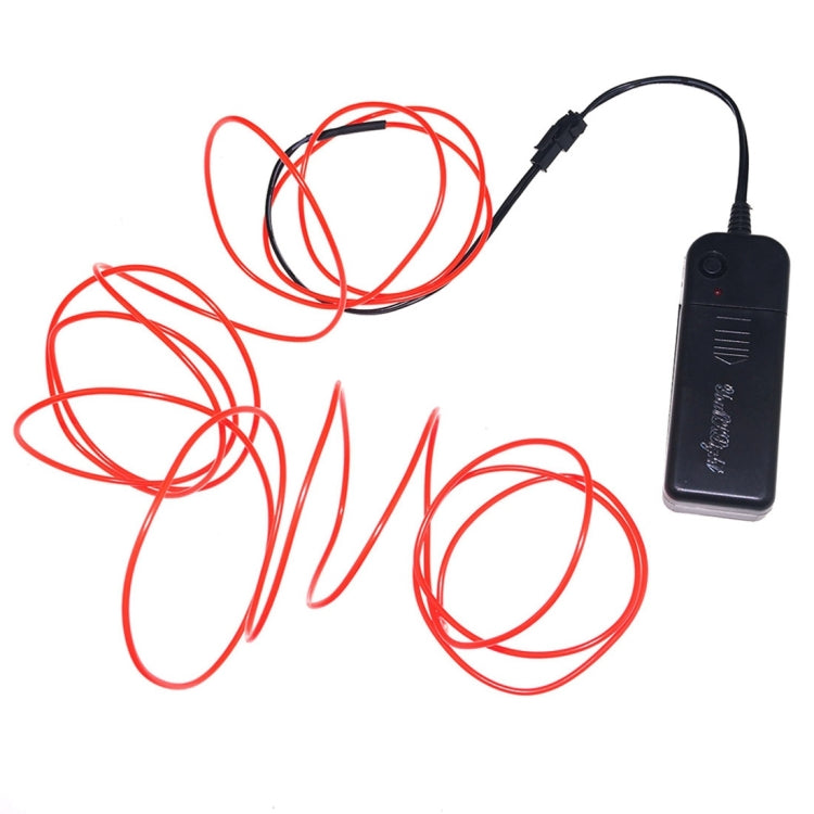 YouOKLight Neon EL Cold Round Flexible Strip Light with 3V Battery Box for Dance Party Car Decoration, Length: 3m, 3M Red Light