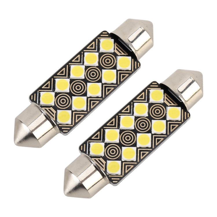 2 PCS 41mm DC12V / 1.5W / 6000K / 110LM 10LEDs SMD-3030 Car Reading Lamp Dome Light, with Decoder, 41mm