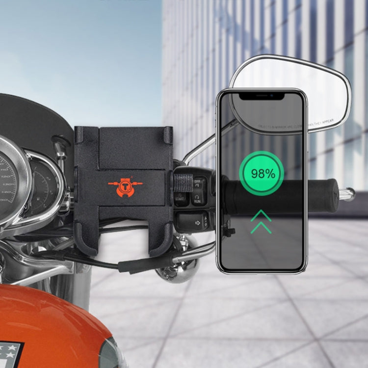 Portable Motorcycle Aluminum Alloy USB Charger Mobile Phone Holder, Handlebars Version