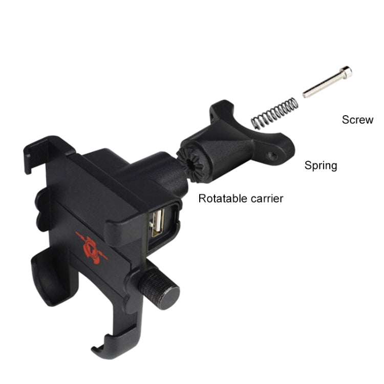 Portable Motorcycle Aluminum Alloy USB Charger Mobile Phone Holder, Handlebars Version