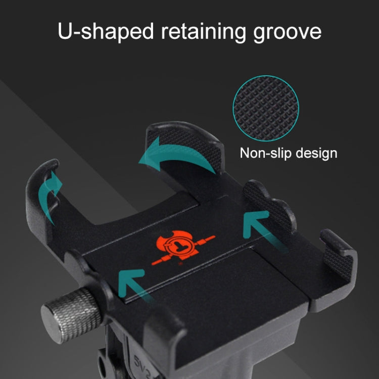 Portable Motorcycle Aluminum Alloy USB Charger Mobile Phone Holder, Handlebars Version