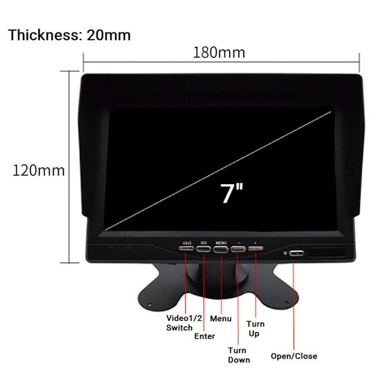 PZ612-2AHD IP67 120 Degree Car AHD 1080P 2 Megapixels 7 inch Front and Rear Double Recording 2 Way Rearview Mirror Monitor, Night Vision Full Color, with Video Function, PZ612-2AHD